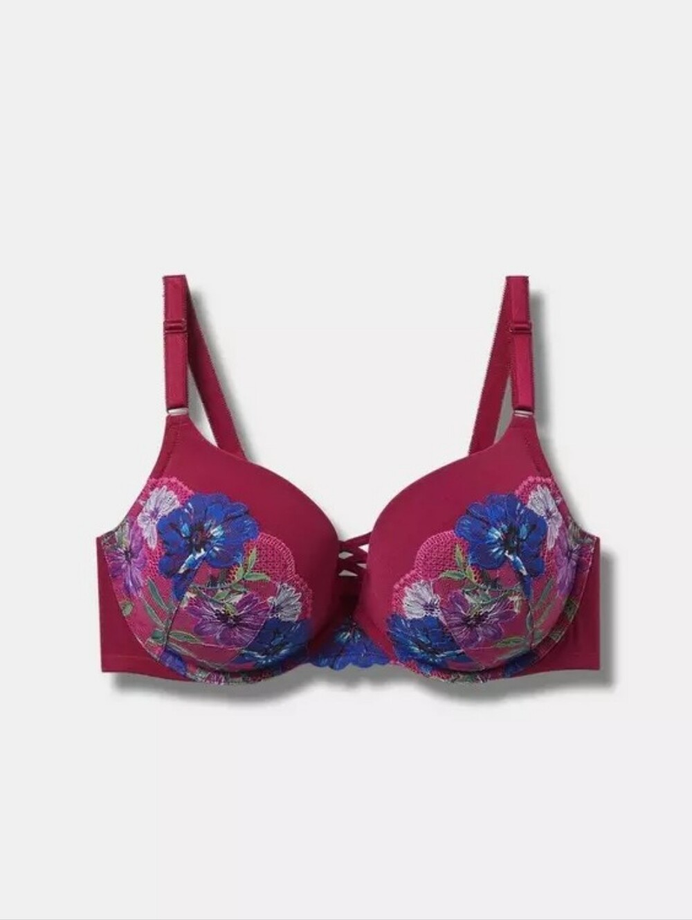 Torrid 40DDD Navarra Plunge Push-up Bra with Lace Floral Embroidery
